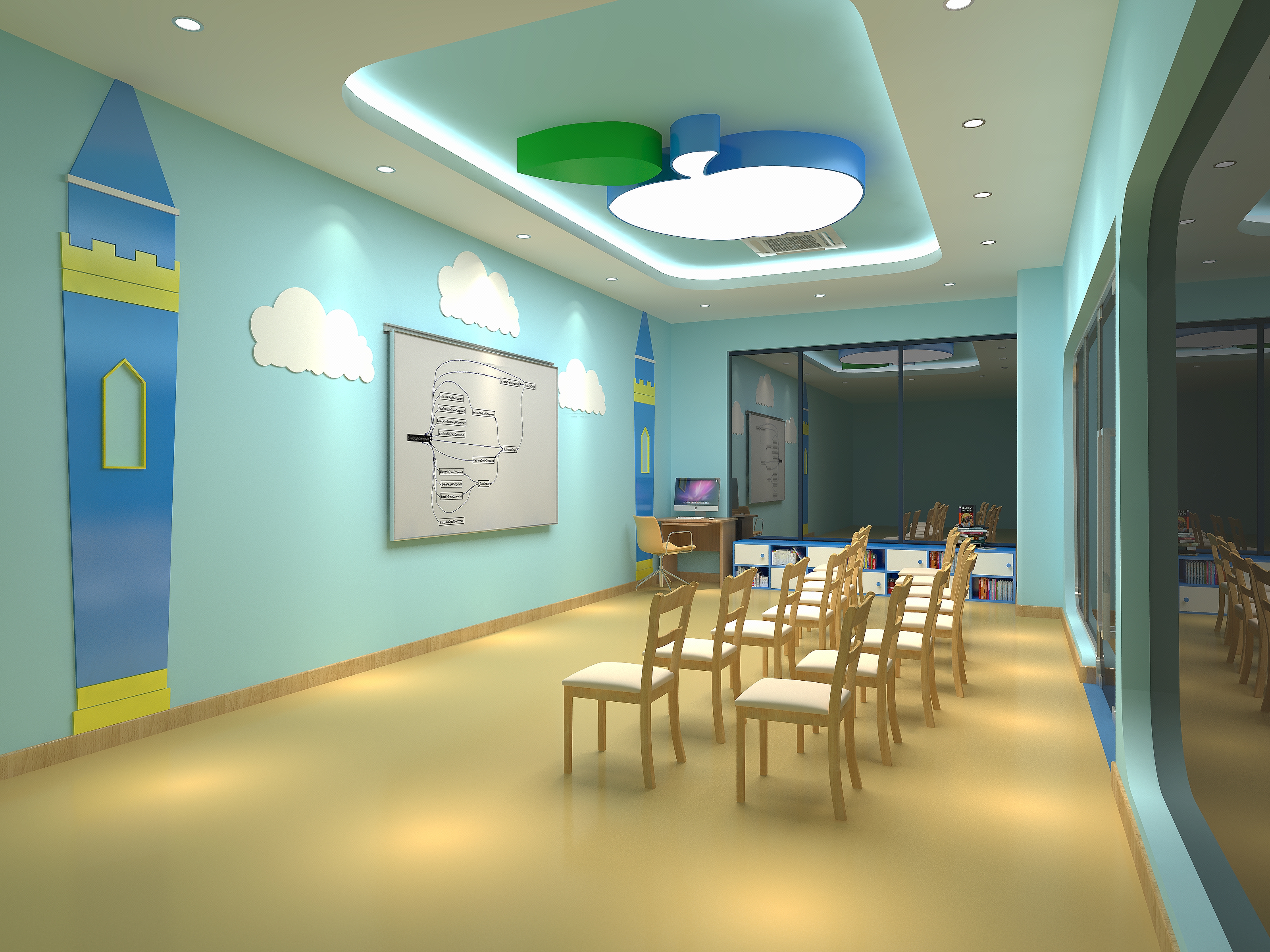 学校 少儿英语培训学校 培训学校大厅 教室室内装修设计-【万诚VIP空间设计】-猪八戒网