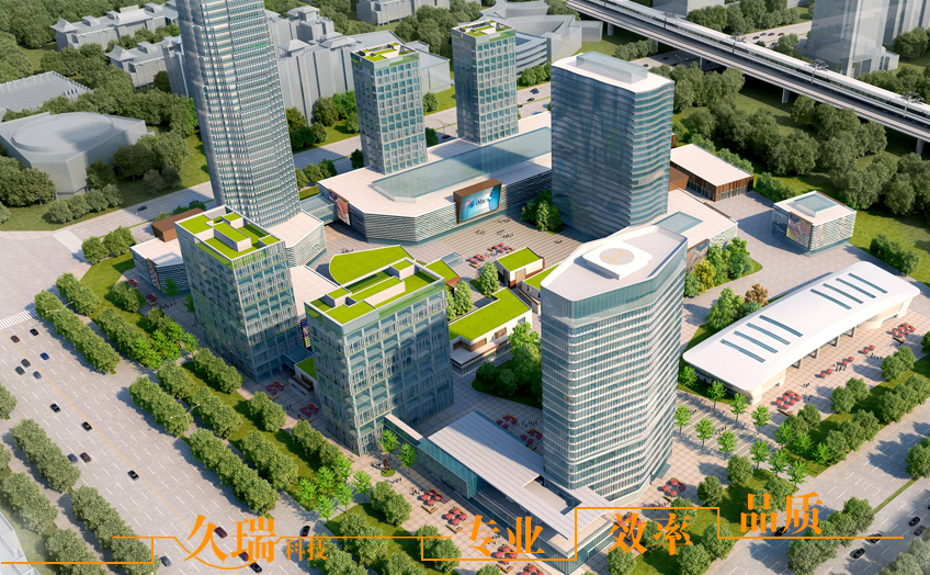 合肥久瑞科技3D夜景效果图透视图鸟瞰图全景