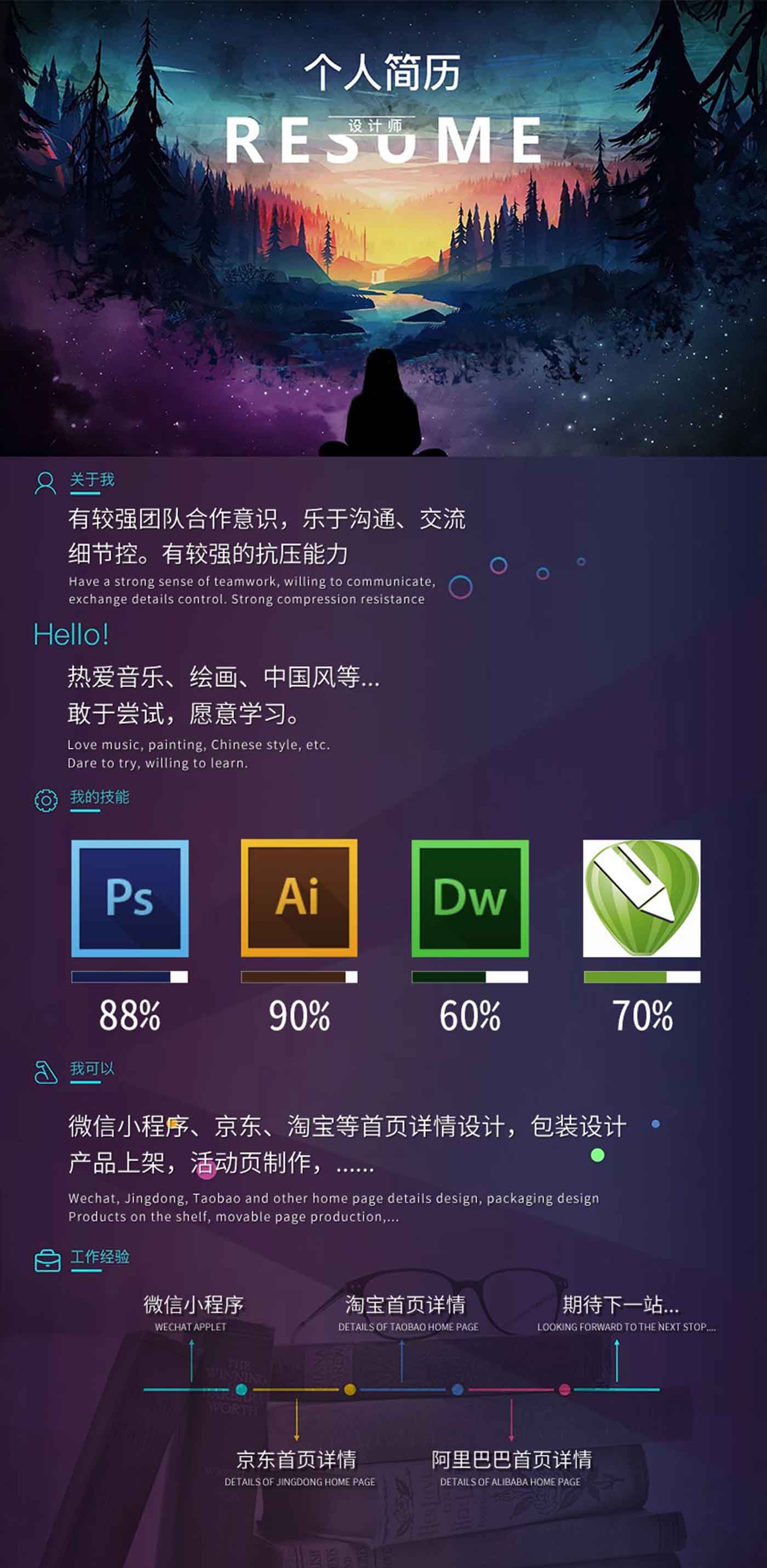 详情页设计师爆款设计师logo设计二次元场景原画个人简介工作态度端正