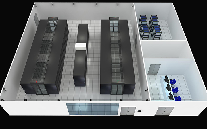 定制3d效果图轴侧 服务器 机房 指挥大厅 中控室效果图模型