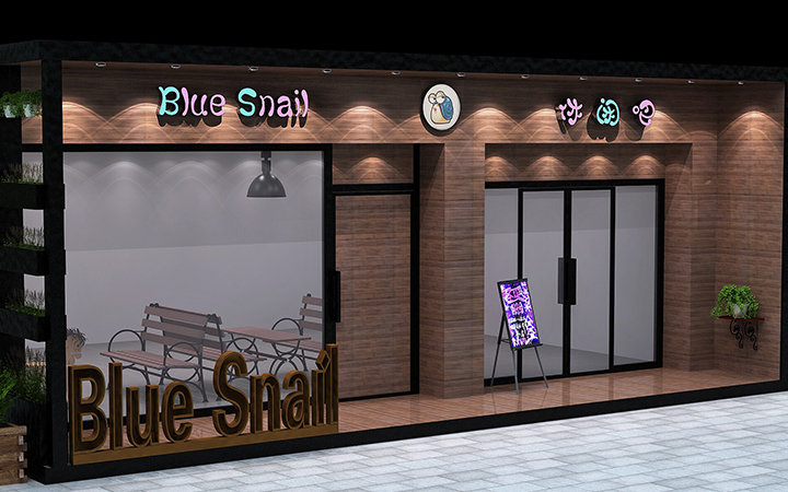 门头设计主题连锁店超市规划餐饮娱乐甜品店漫咖啡效果图设计代画