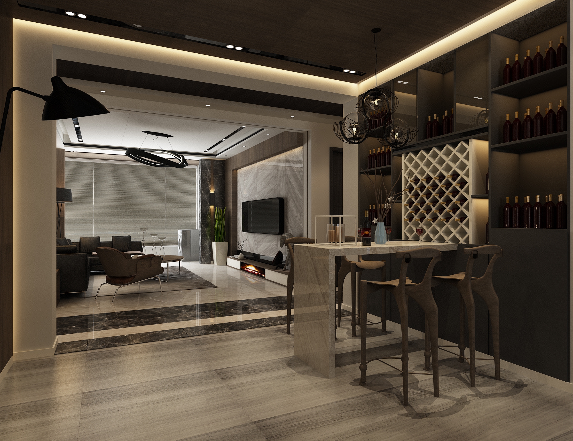 【原创高端】.现代极简家装室内设计.家装效果图.装修效果图.