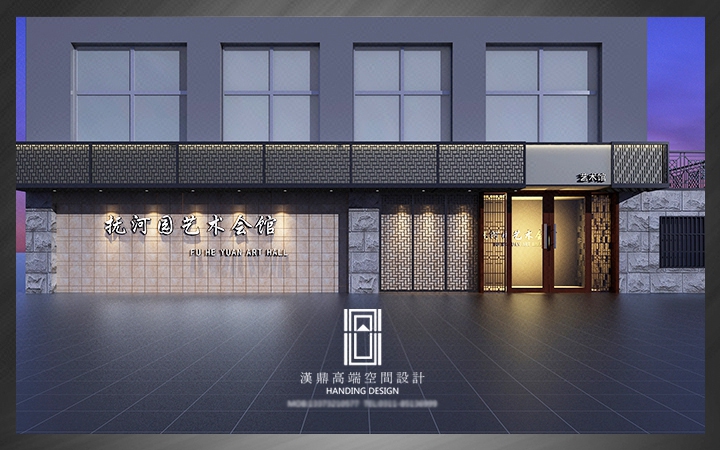 商业门头屋顶招牌公司饭店酒店学校创意店招门头外立面效果图设计