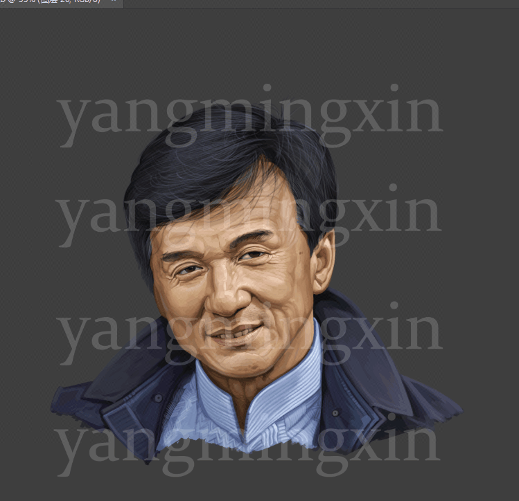 成龙厚涂头像上色