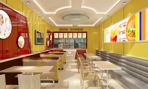 汉堡奶茶店装修图-公装设计-猪八戒网