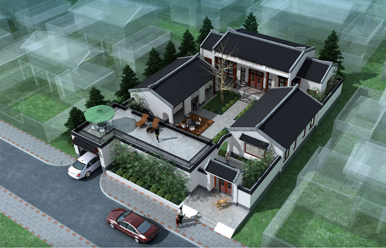 四合院,三合院,名宿,农家乐,酒店,公寓,别墅,宅院全套设计
