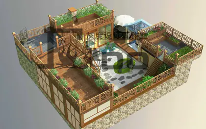150-300欧式中式日韩现代屋顶花园设计/庭院设计/