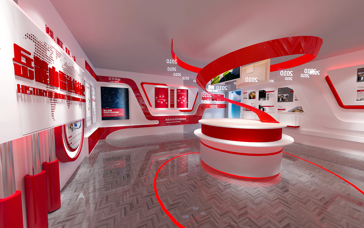 企业政府党建展台科技展厅3d效果图橱窗海报展会多媒体广告设计