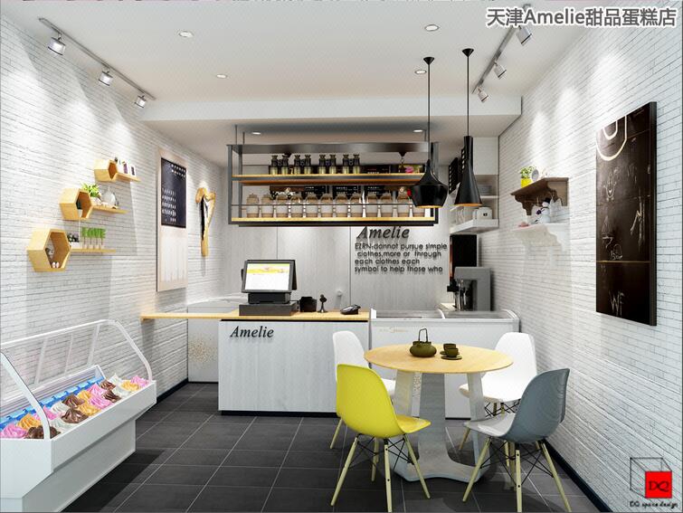 饮品奶茶店装修 甜品蛋糕店 咖啡店面装修连锁店设计