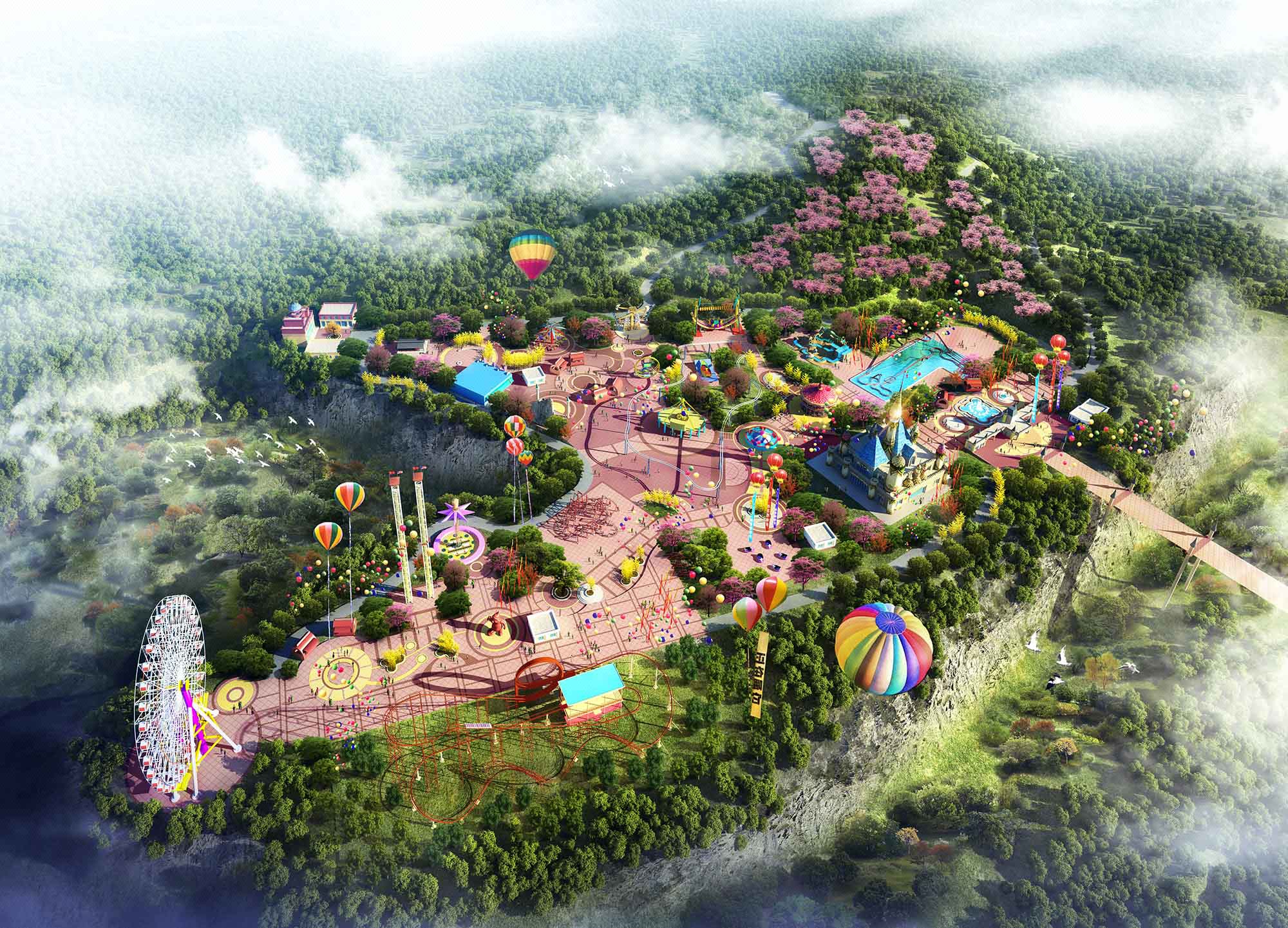 景观园区规划新农村园林公园游乐场设计效果图平面布局建筑设计