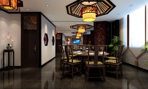 中式餐厅设计效果图案例
