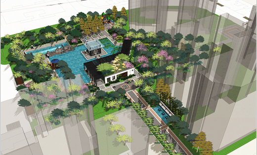 居住区住宅空间建筑观方案规划效果图施工图设计湖南御江苑居住区