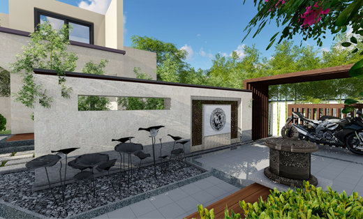 CAD庭院设计别墅私家屋顶花园景观设计工程设计鸟瞰图园林设计