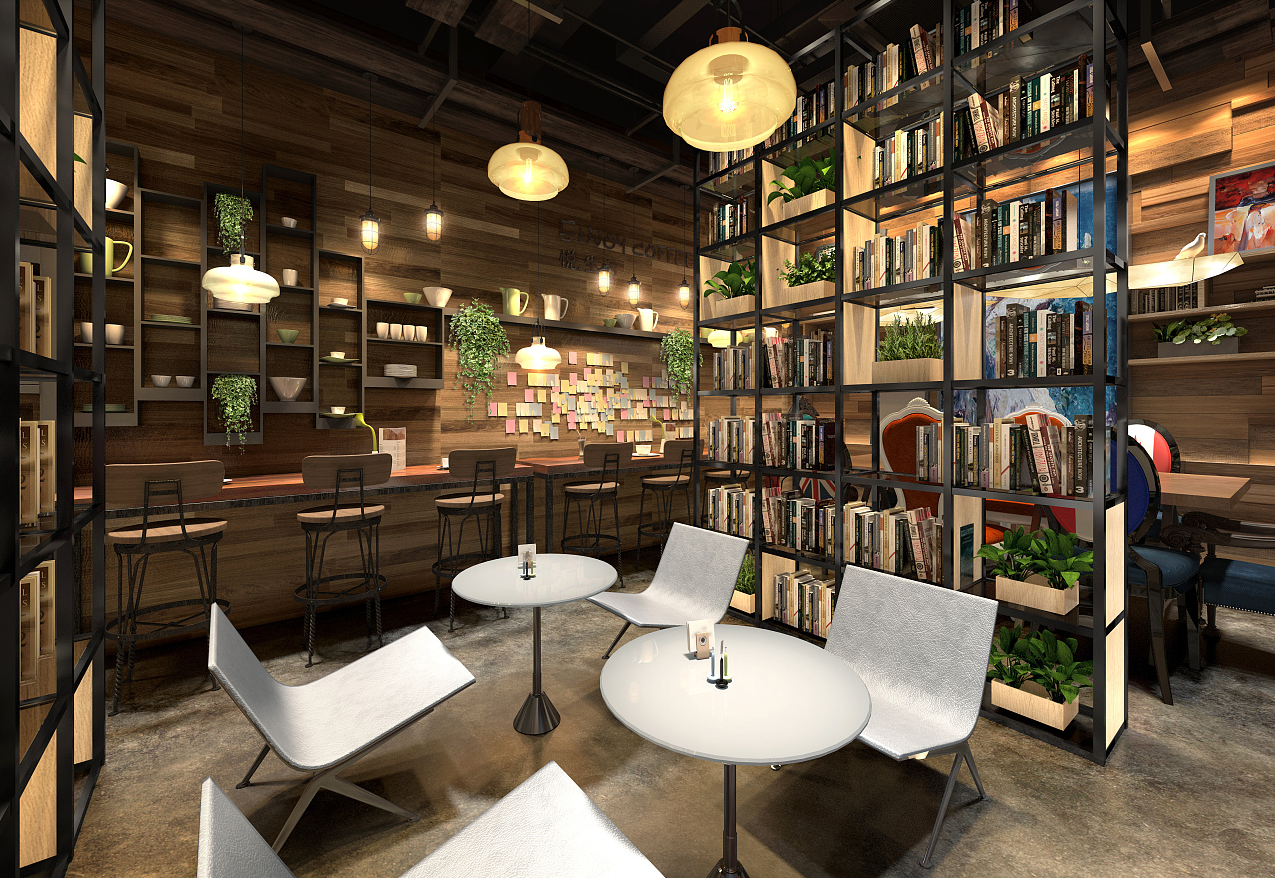 咖啡店设计 星巴克设计 网红店效果图设计 餐饮设计 室内设计