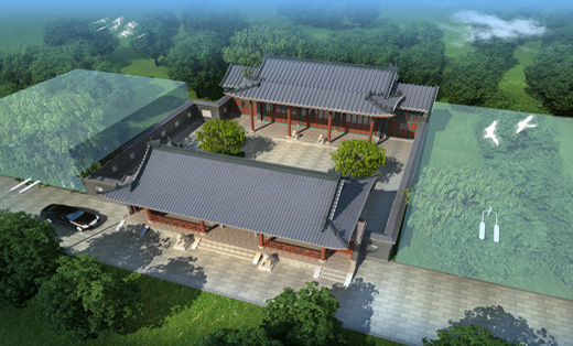 火車站透視圖   古建庭院鳥(niǎo)瞰圖