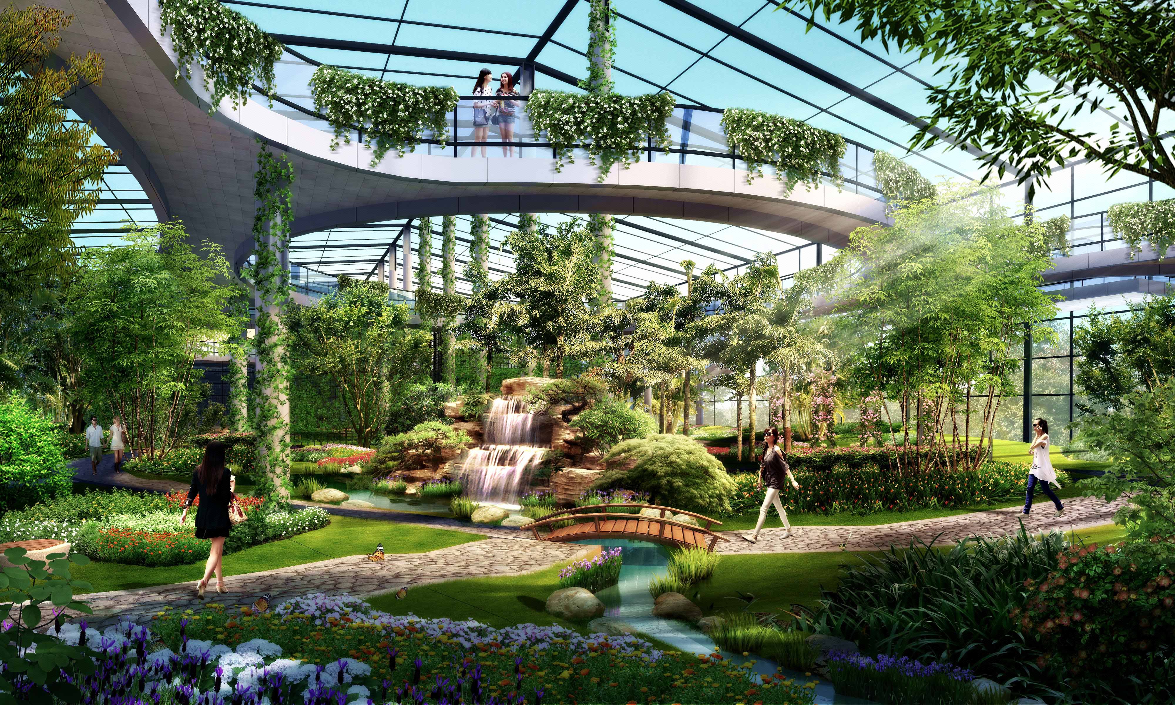 配合林勘院景观所设计的温室植物展厅.