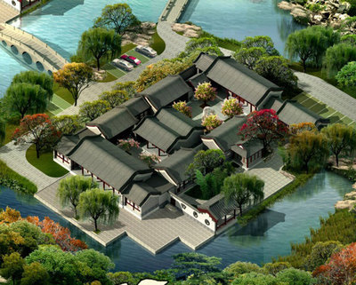 古建筑四合院效果图四合院设计效果图施工图