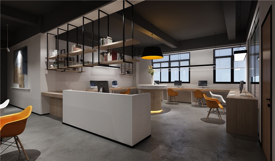 轻工业风前台形象墙总经理办公室装修设计