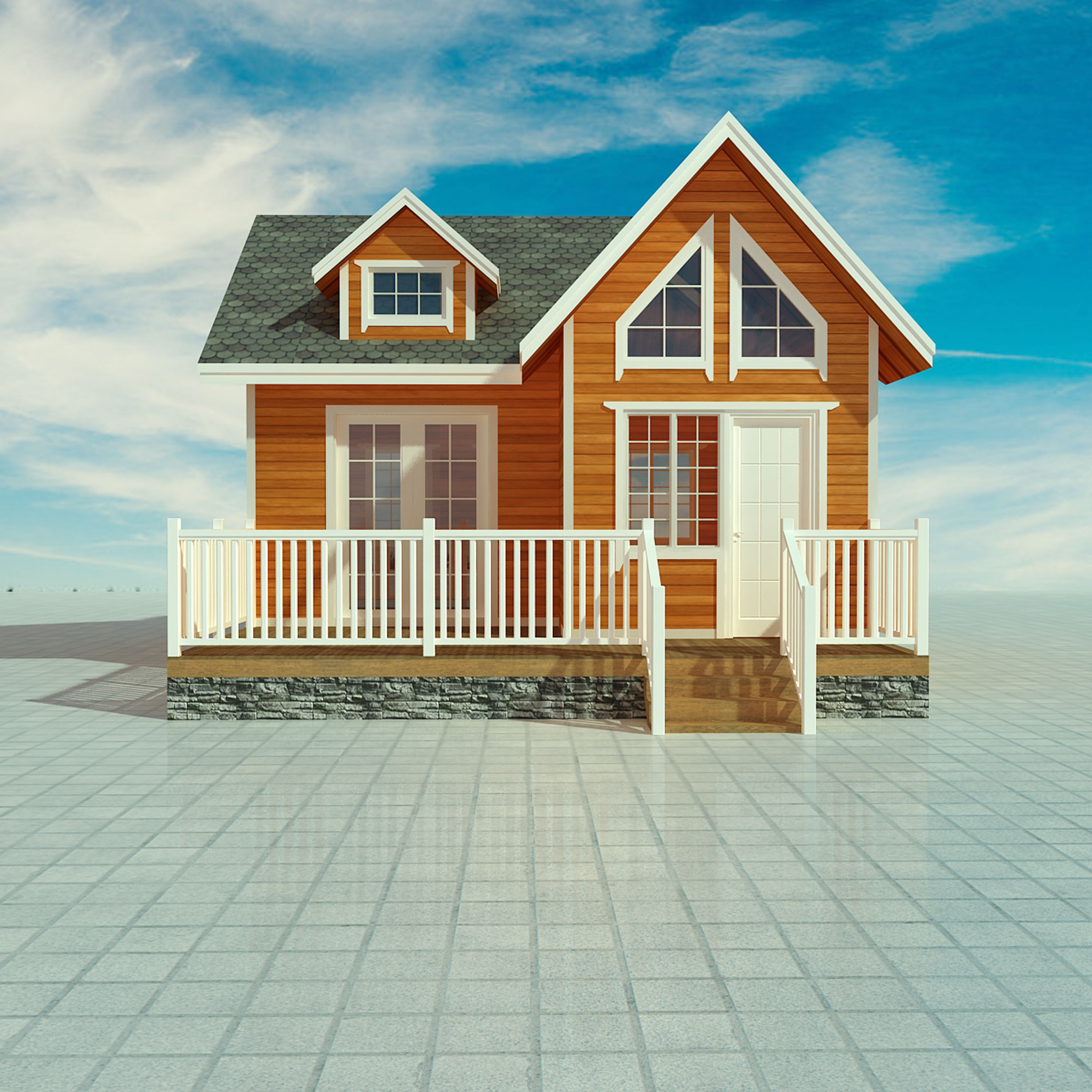 小木屋效果图-工程设计-图素设计-猪八戒网