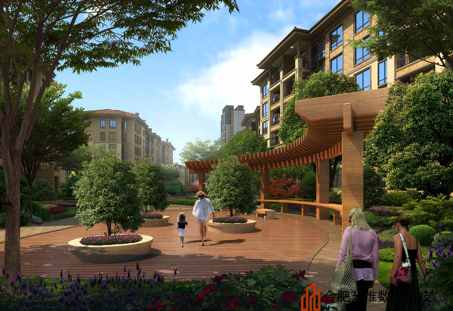 景观效果图 庭院 透视图 住宅景观效果图 别墅景观效果图-猪八戒网