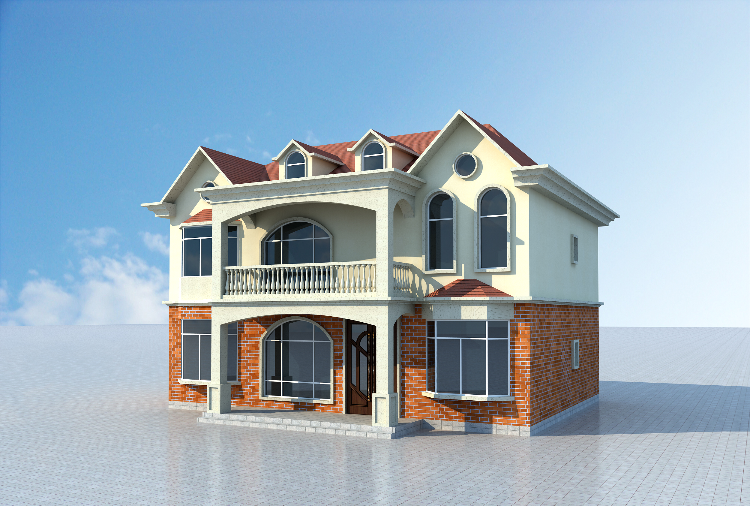 普通农村自建房别墅全套cad施工图效果图建筑设计