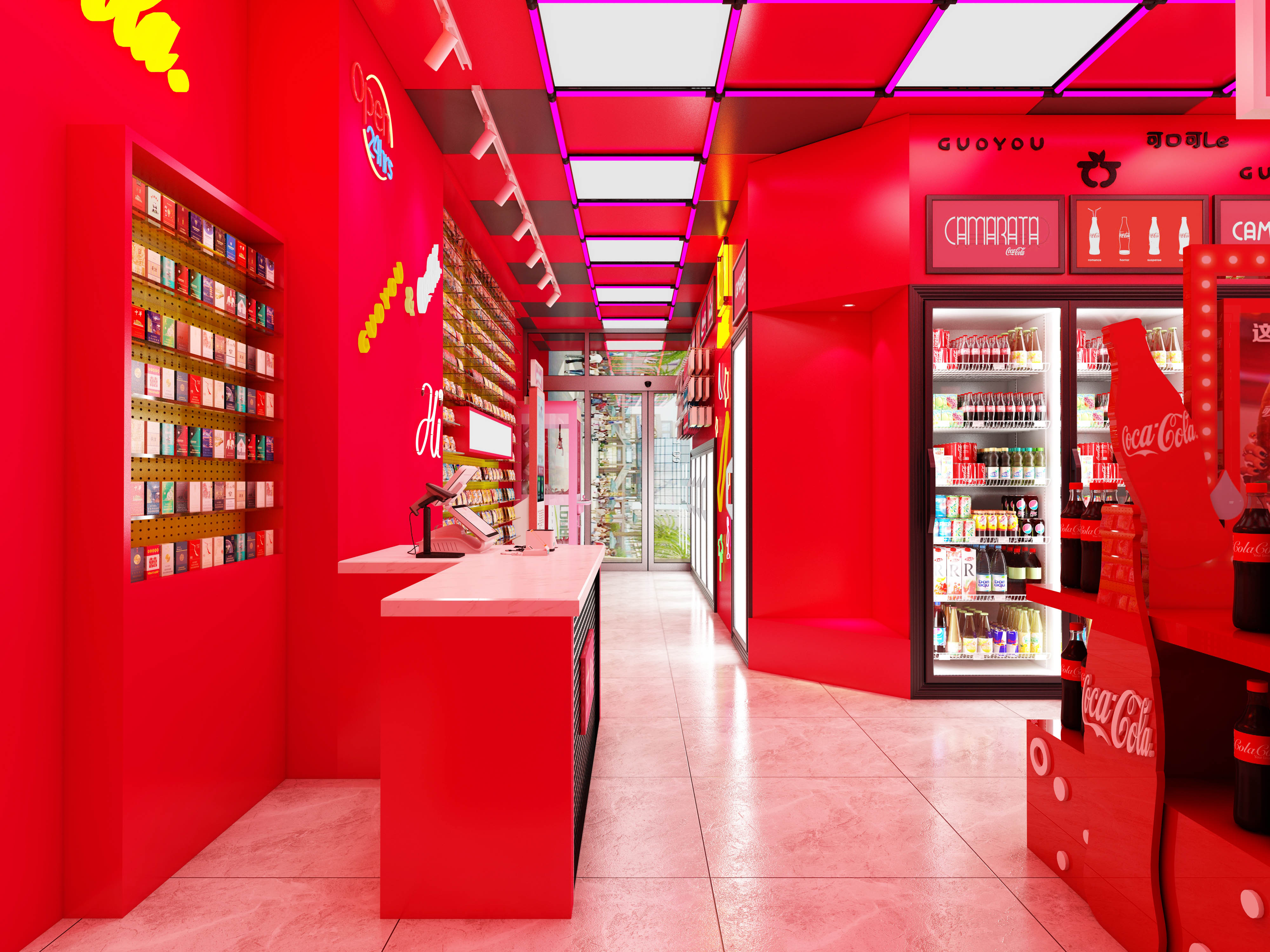 网红便利店设计设计门面招牌小吃店装修设计连锁店面设计ins