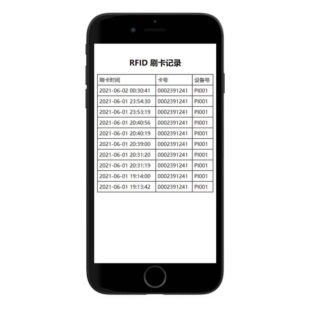最后可以按项目情况做成各种应用,比如:在手机里查看刷卡记录.