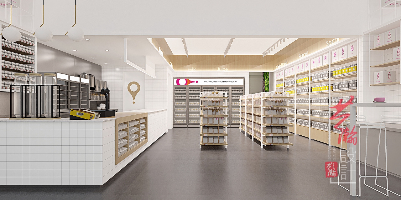 便利店设计超市百货店面装修设计水果店生鲜超市海鲜店铺室内装修-猪