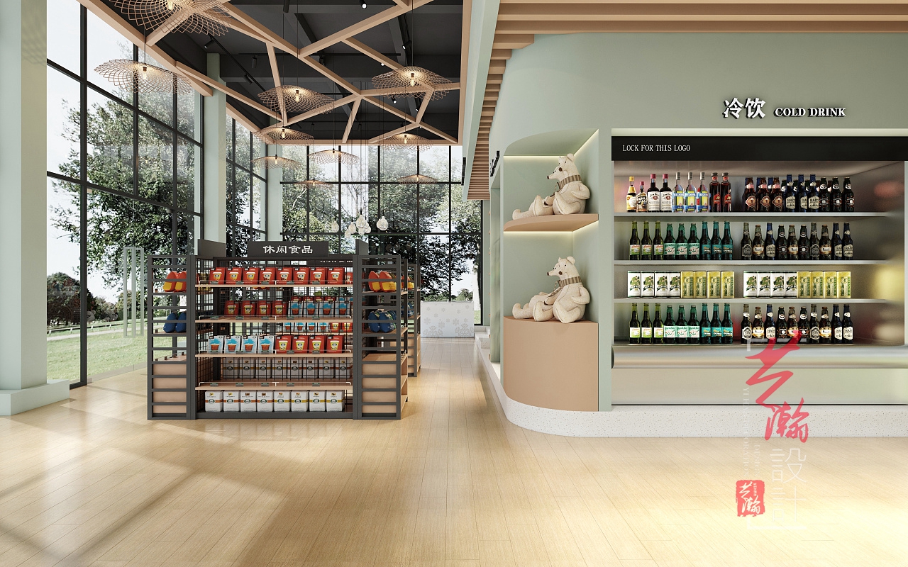 便利店设计超市百货店面装修设计水果店生鲜超市海鲜店铺室内装修-猪