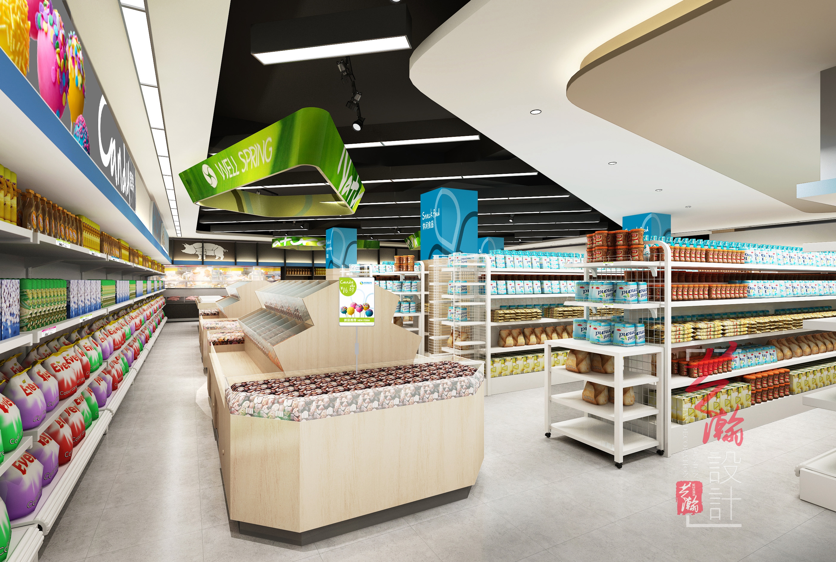 100平米生鲜超市设计图图片