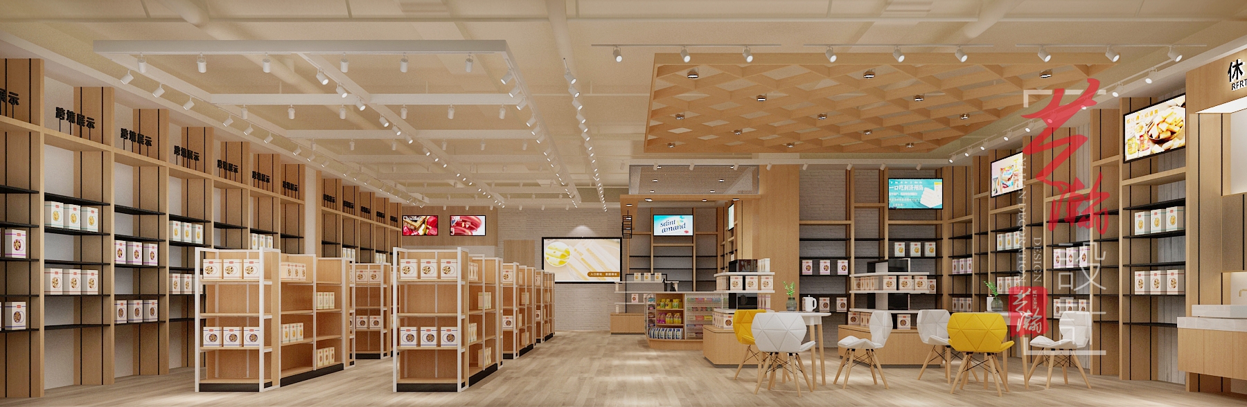 便利店设计超市百货店面装修设计水果店生鲜超市海鲜店铺室内装修-猪