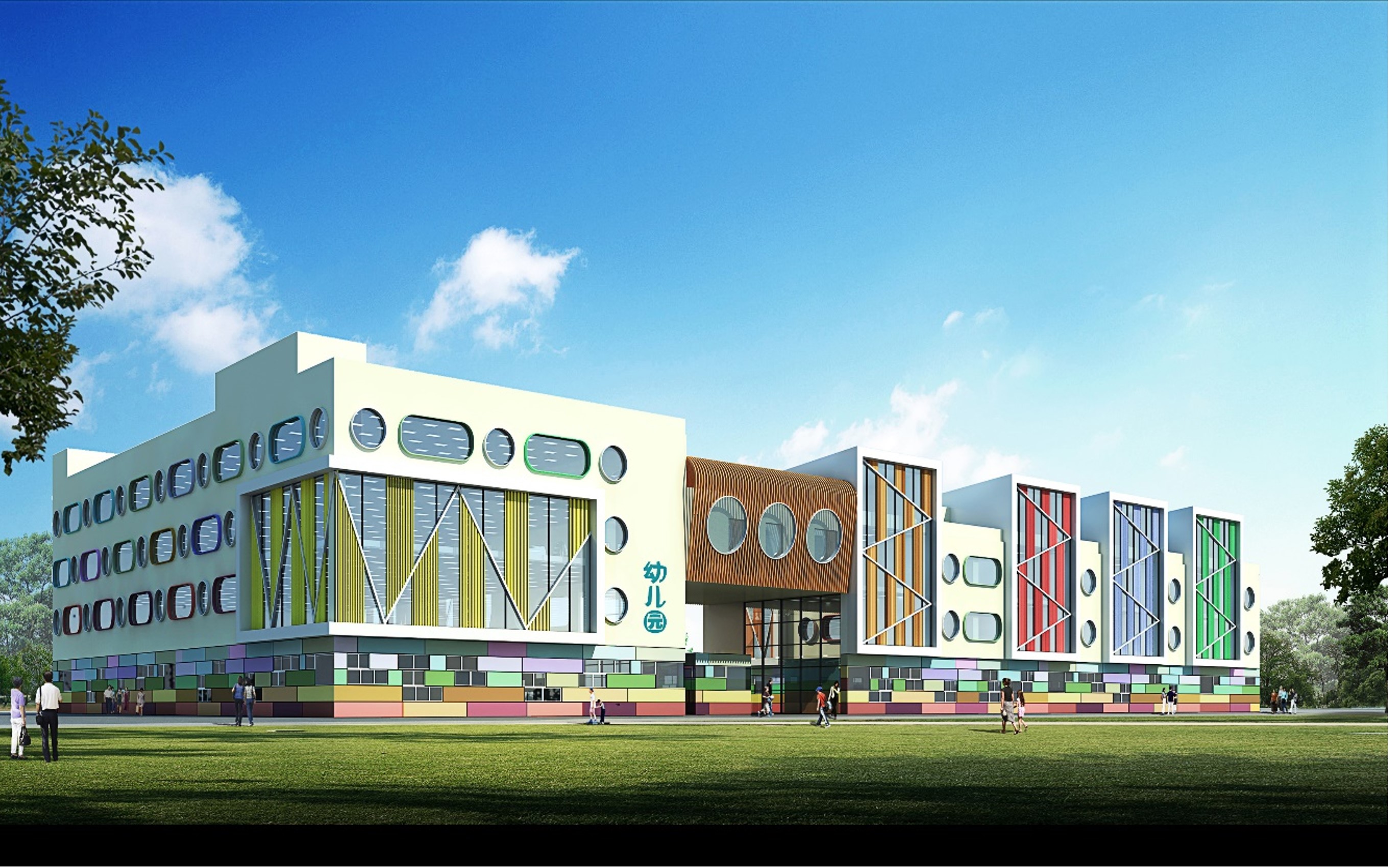 教育行业设计大中小学校图书馆操场球场教学宿舍楼3d效果图设计