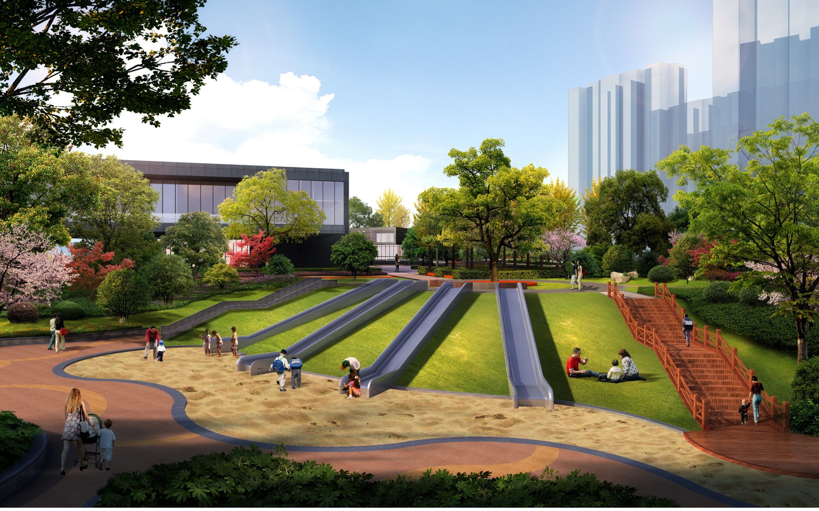 景观设计园林景区街景公园庭院建筑商业道路度假村3d效果图设计