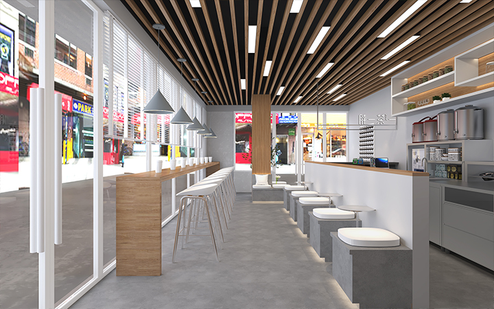 工装设计室内酒店铺面奶茶店门头效果图施工图办公室装修餐饮空间