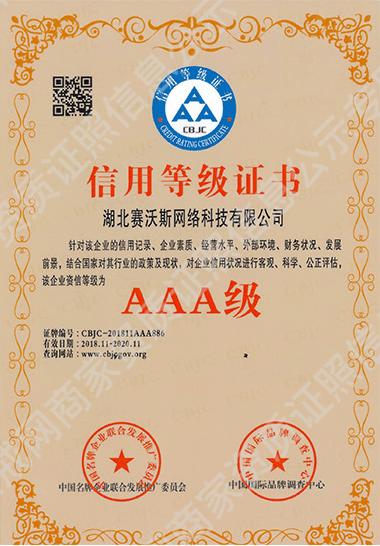 信用等級證書