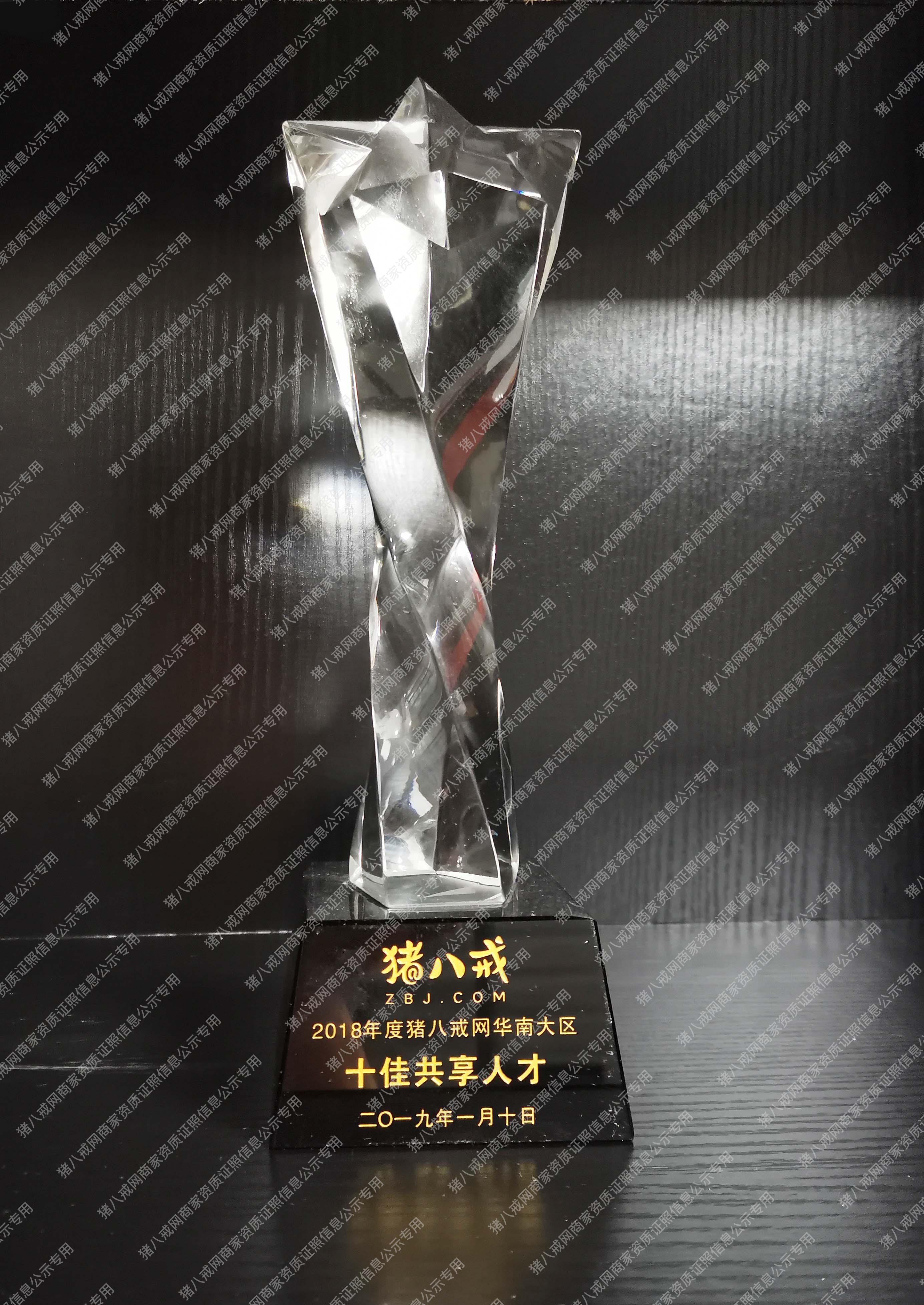 2018年度猪八戒网华南大区十佳共享人才