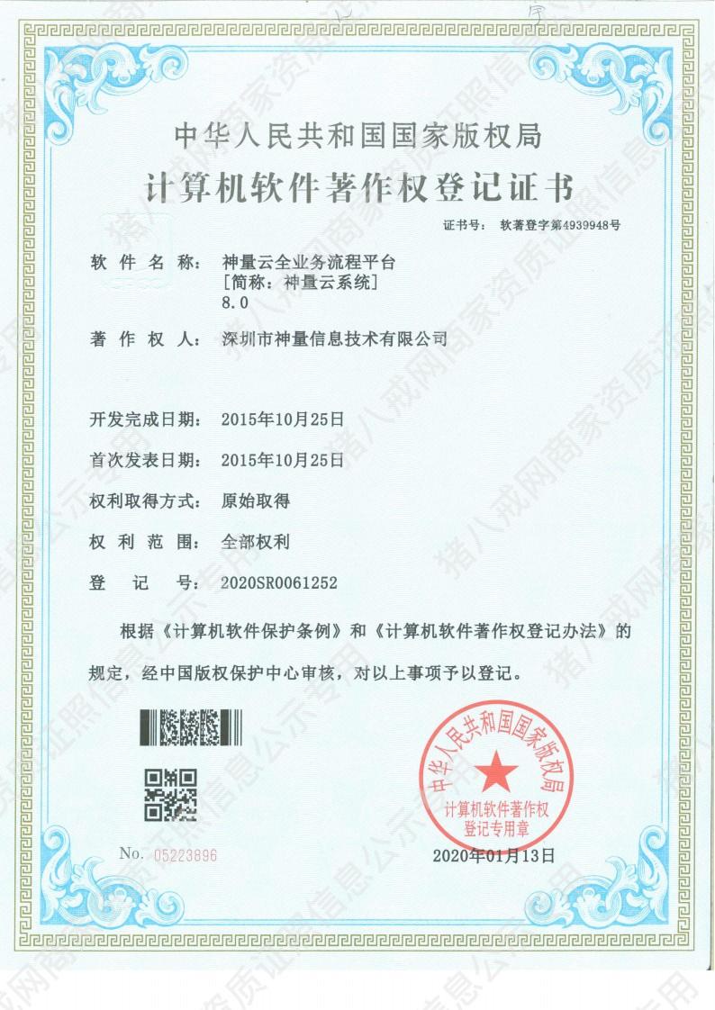 全業(yè)務流程平臺知識產(chǎn)權(quán)證書