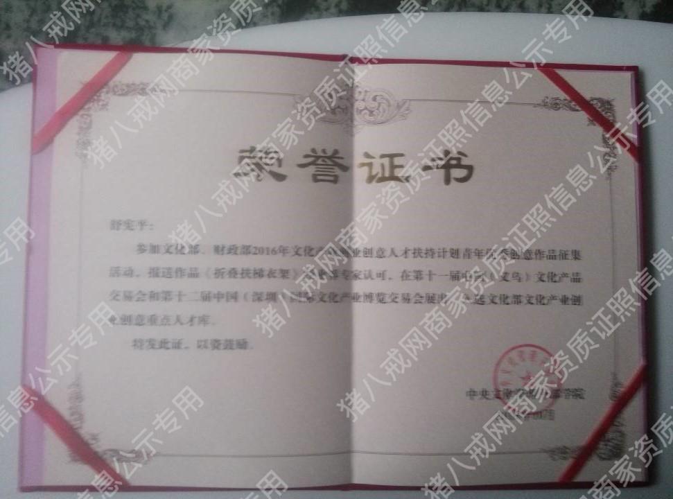 青年文化創(chuàng)意榮譽(yù)證書
