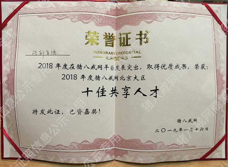 2018北京大區(qū)動畫類十佳共享人才