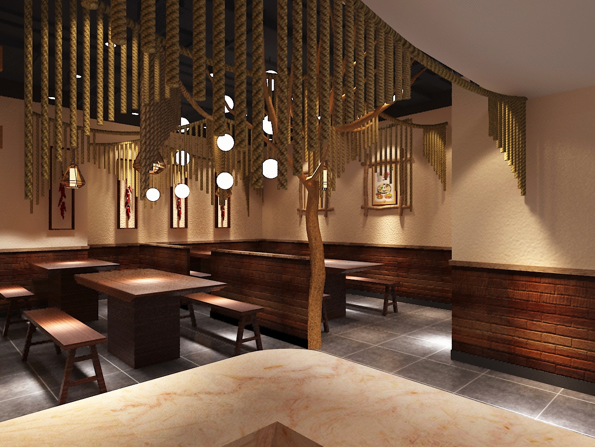 餐厅设计 饮食店装修效果图 店铺设计 餐饮店门头-猪八戒网