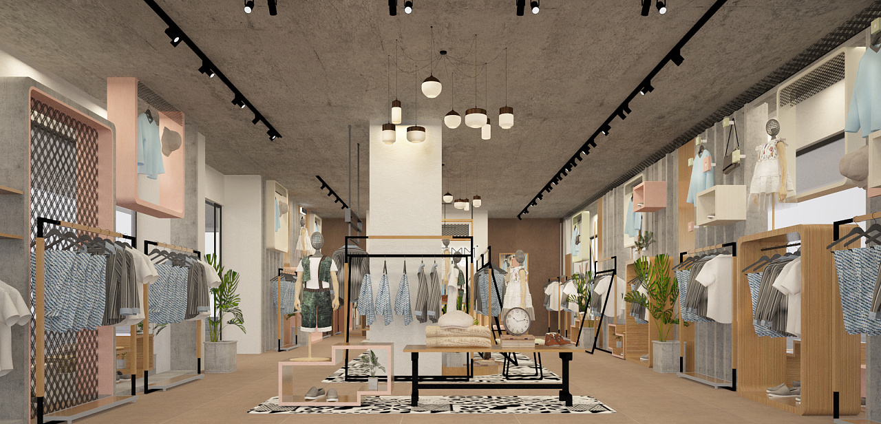 童装店设计 服装店设计 效果图设计 室内装修 店铺设计 hz