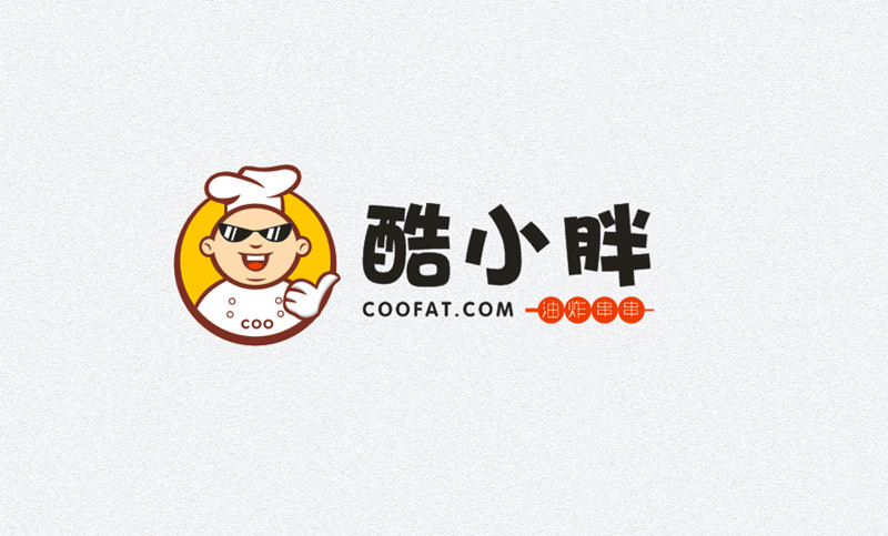 酷小胖油炸串串公司logo设计商标标志设计餐饮卡通图形字体