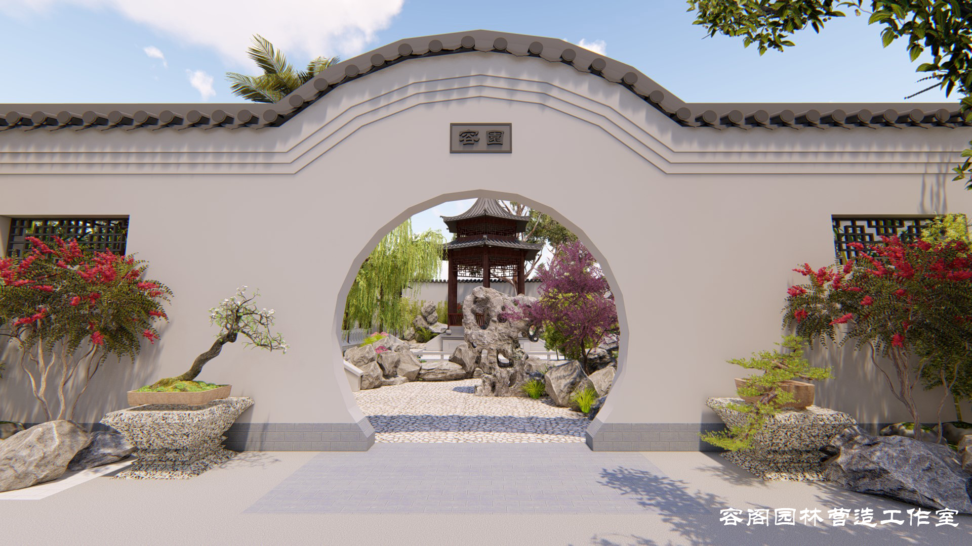 中学对外开放公共区域中式园林景观设计方案!案例介绍