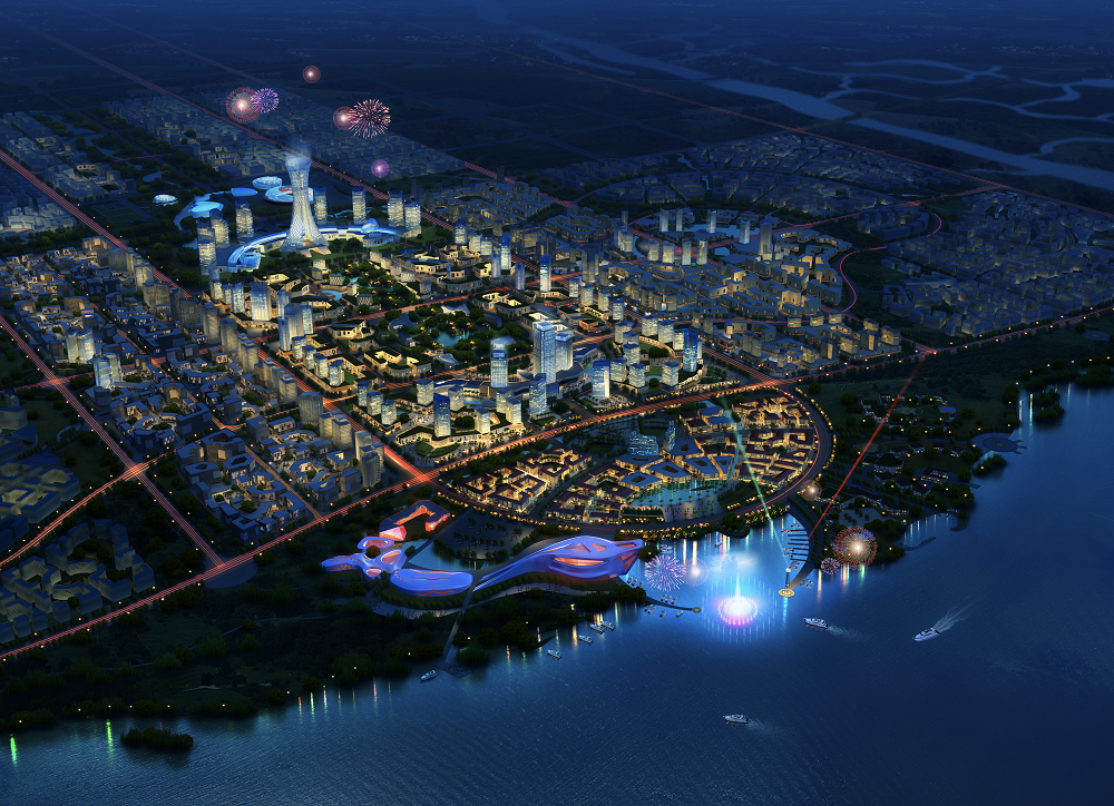 科技感城市建模夜间城市建模城市场景建模unity3d