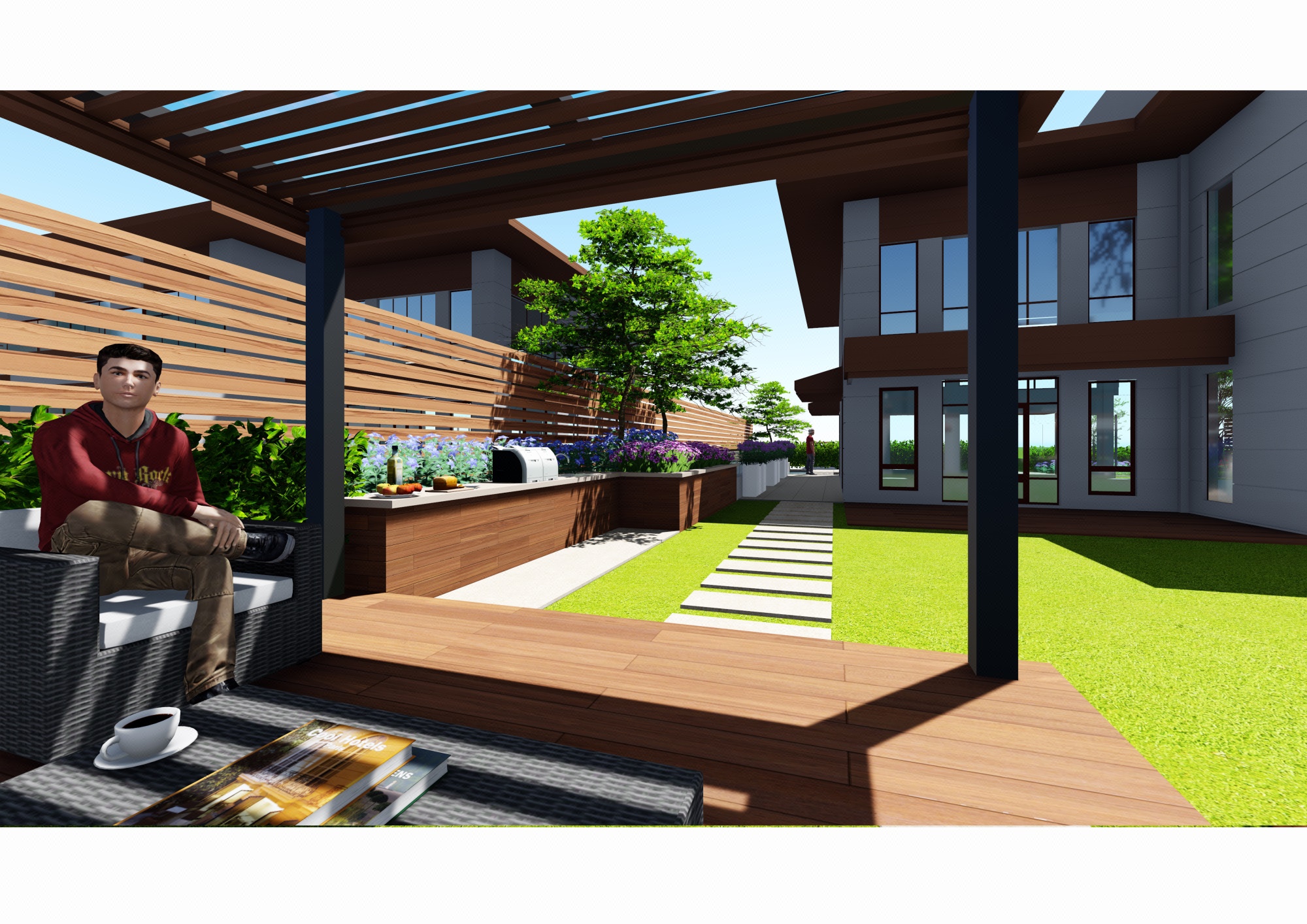 新中式风格700平米别墅室外过道装修效果图_别墅设计图