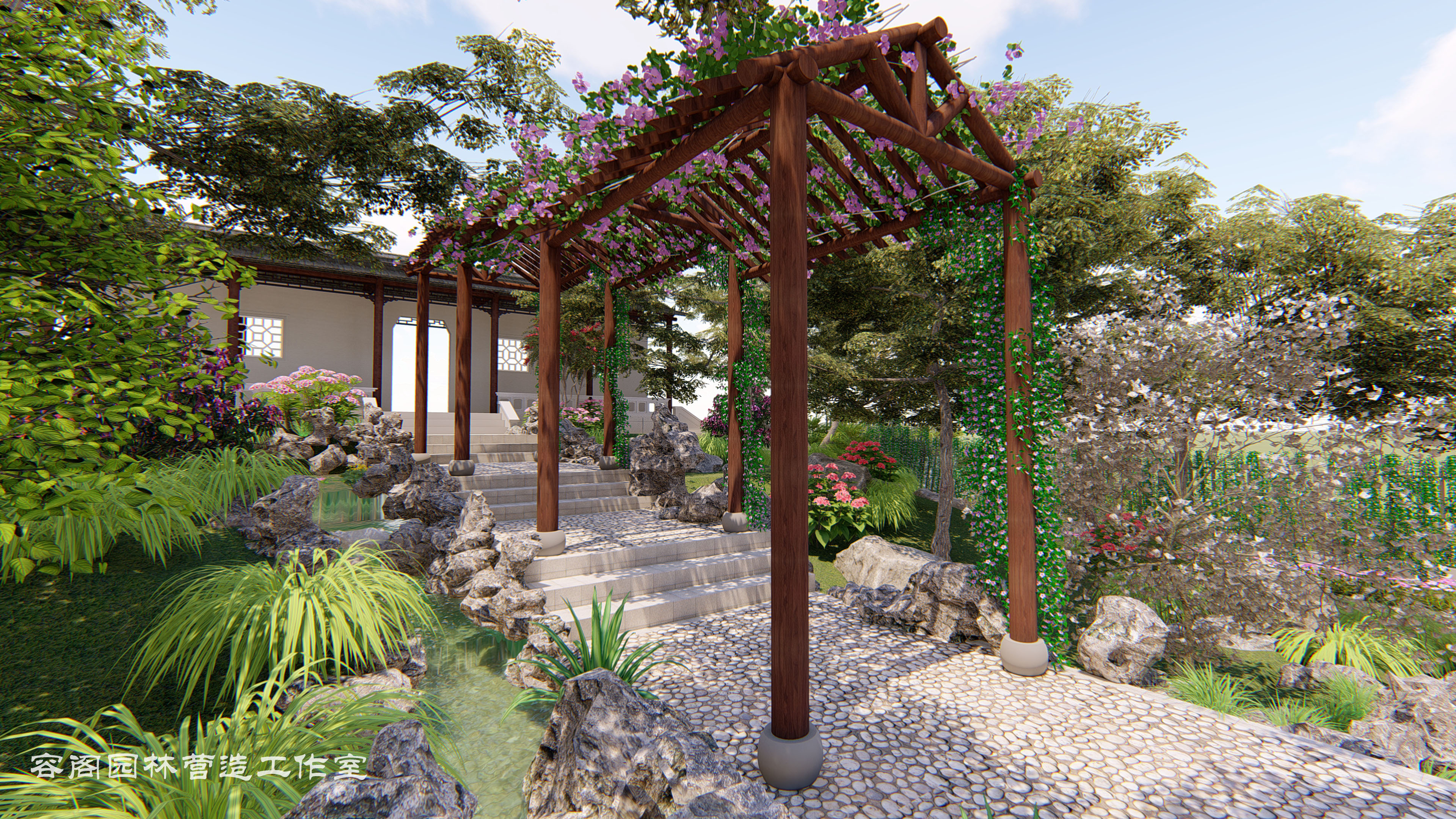 中学对外开放公共区域中式园林景观设计方案!案例介绍