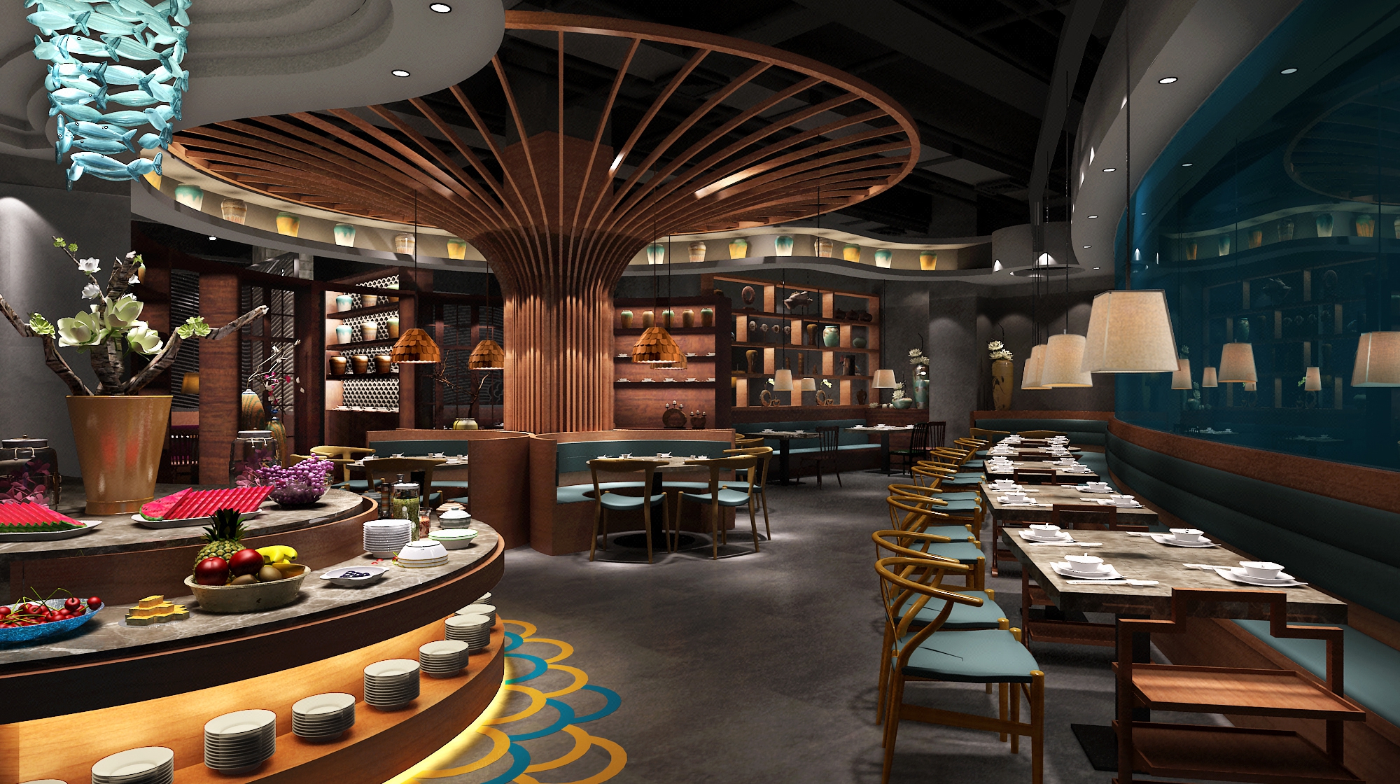 中餐厅/特色餐厅/火锅/咖啡厅/茶餐厅/工装/效果图-空间设计服务-慧心