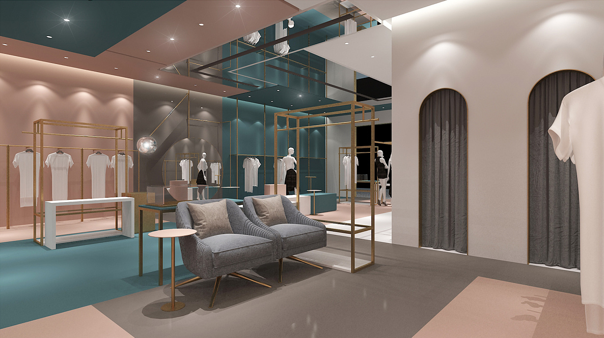 鞋店设计 效果图 室内设计 店铺设计 门头设计 si连锁店铺