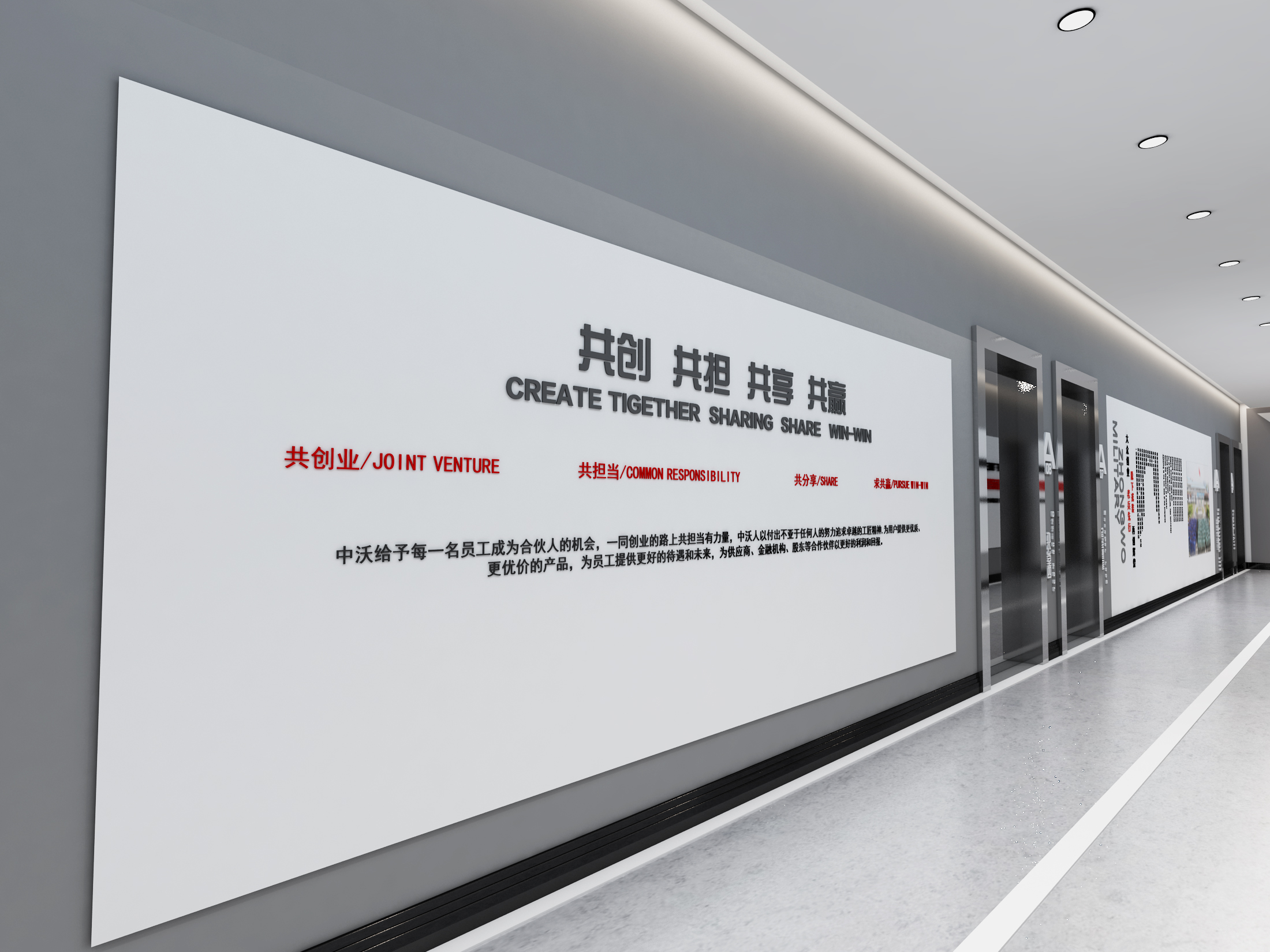 走廊文化墙:企业合作模式展示