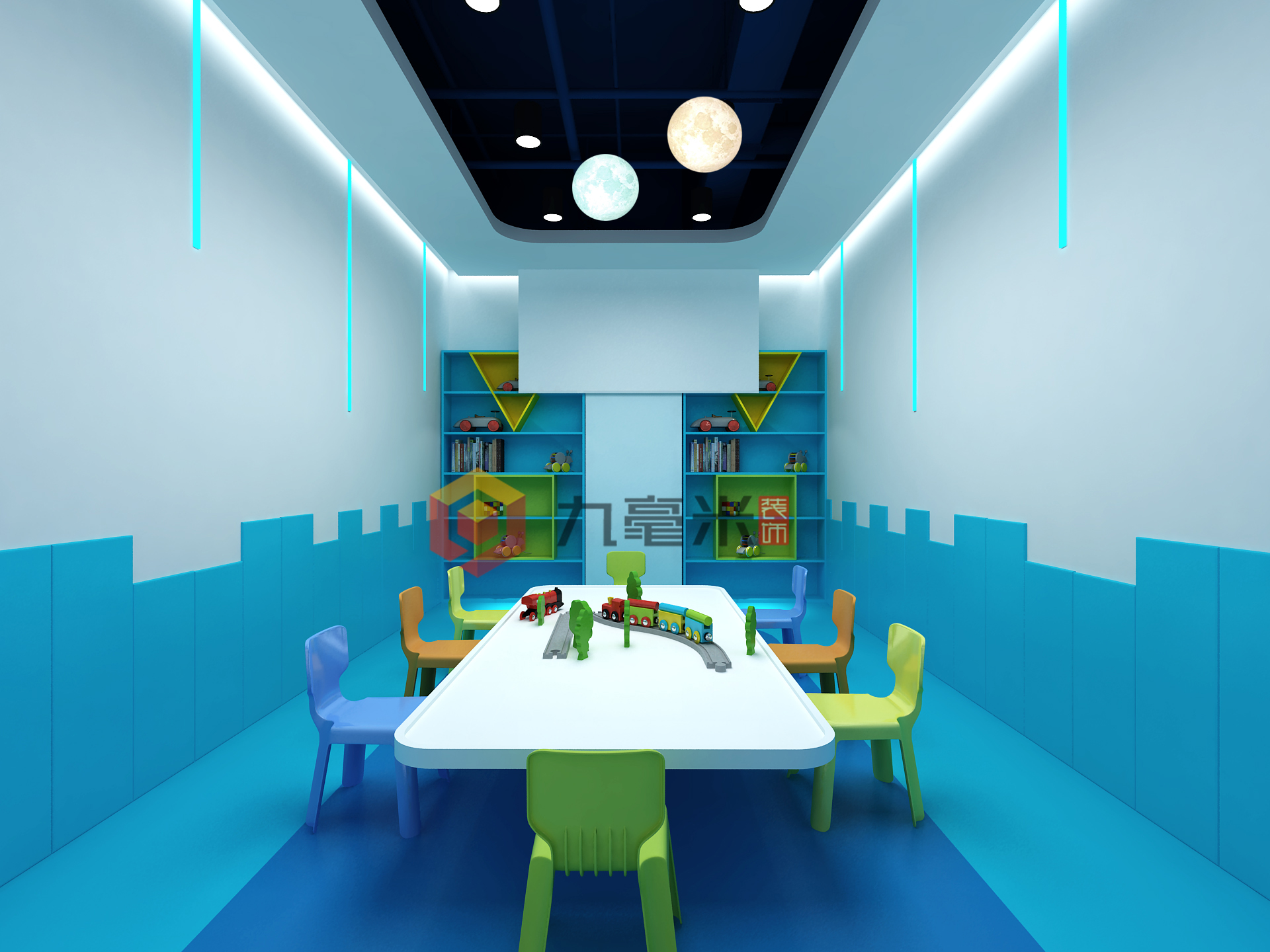 乐高少儿机器人编程学校教室装修vi效果图教育培训机构室内设计